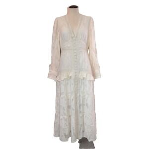 Anewsta Dress Womens L Ivory Cottagecore Fairycore Romantic Prairie Crochet Lace